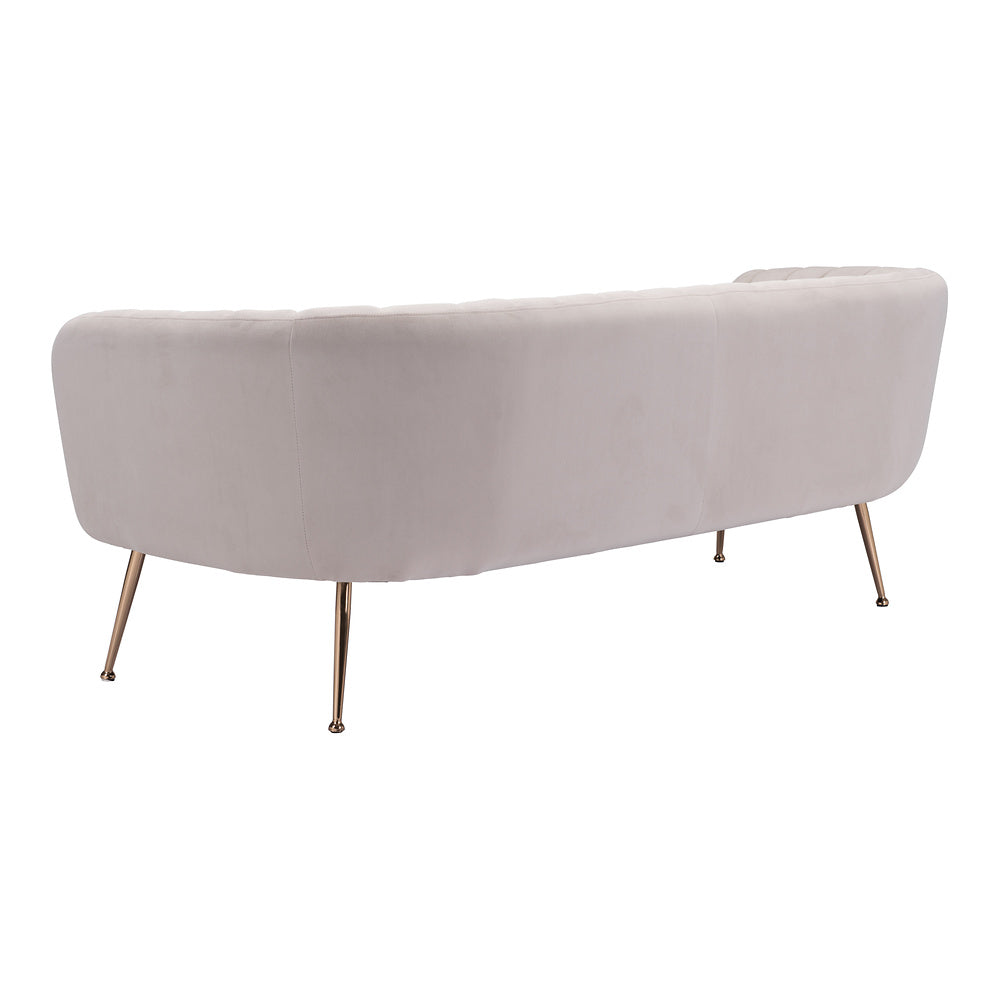 Sofá para Consultorio 3 Plazas - ZUO DECO - Beige - Asiento y Respaldo Tapizados en Tela Tipo Terciopelo
