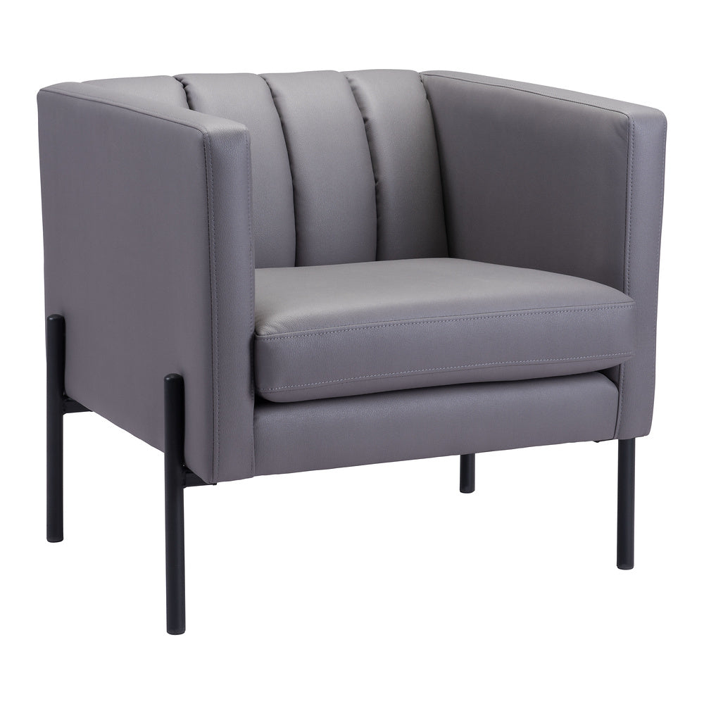 Sillón Ocasional para Boutique - ZUO JESS - Gris - Asiento y Respaldo Tapizados en Piel Sintética