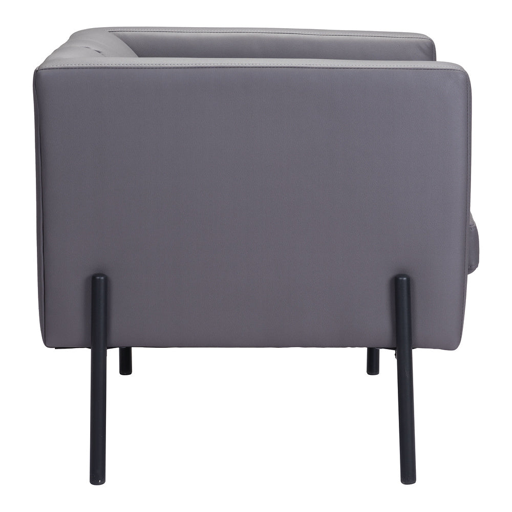 Sillón Ocasional para Boutique - ZUO JESS - Gris - Asiento y Respaldo Tapizados en Piel Sintética
