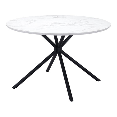 Mesa de Comedor para Restaurante - ZUO AMIENS - Blanco - Cubierta de MDF Símil Mármol y Estructura de Acero con Recubrimiento en Polvo
