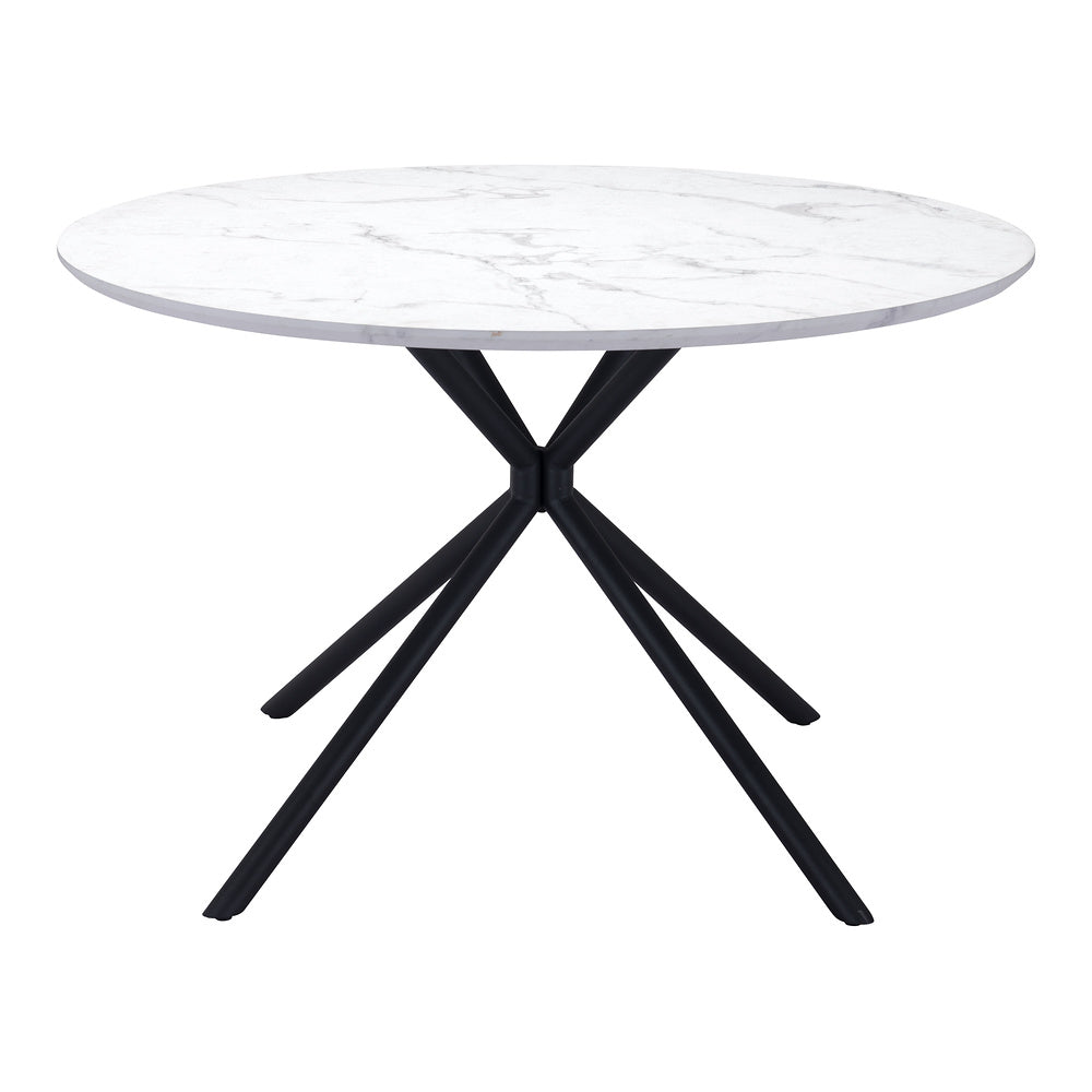 Mesa de Comedor para Restaurante - ZUO AMIENS - Blanco - Cubierta de MDF Símil Mármol y Estructura de Acero con Recubrimiento en Polvo