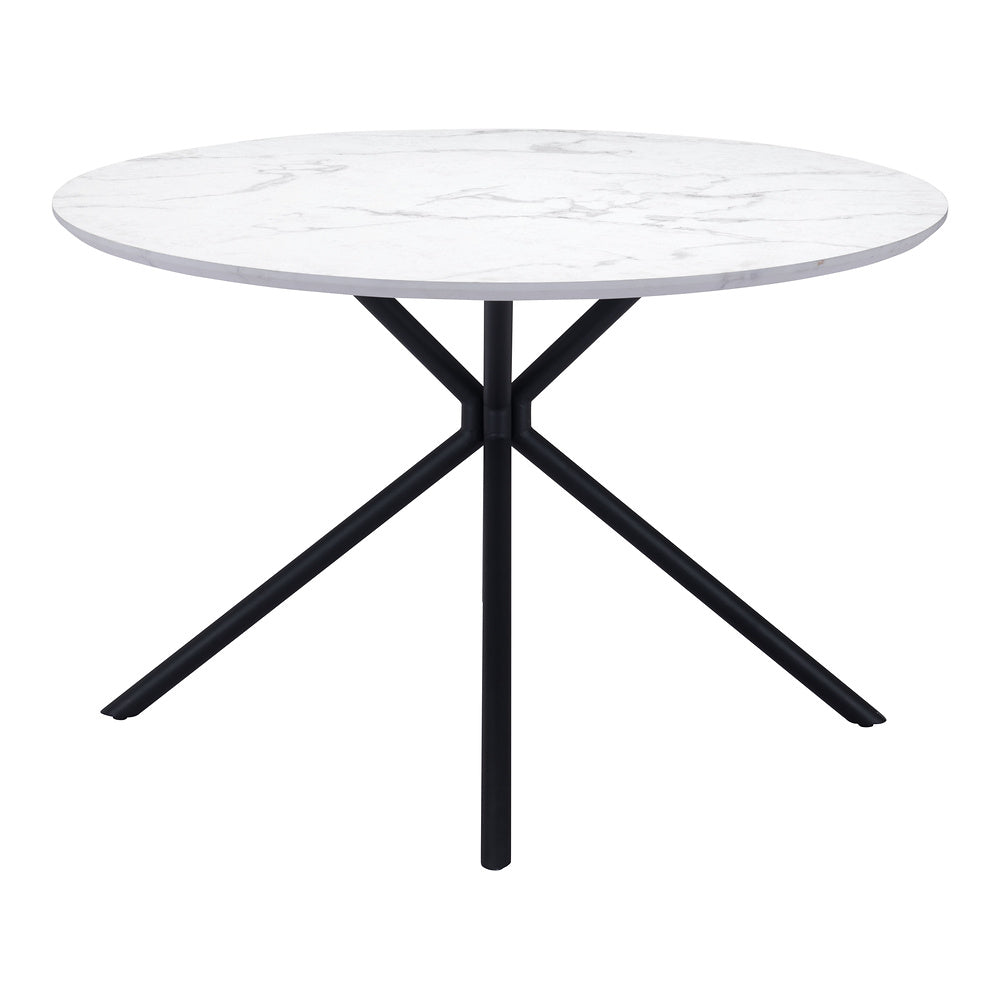 Mesa de Comedor para Restaurante - ZUO AMIENS - Blanco - Cubierta de MDF Símil Mármol y Estructura de Acero con Recubrimiento en Polvo