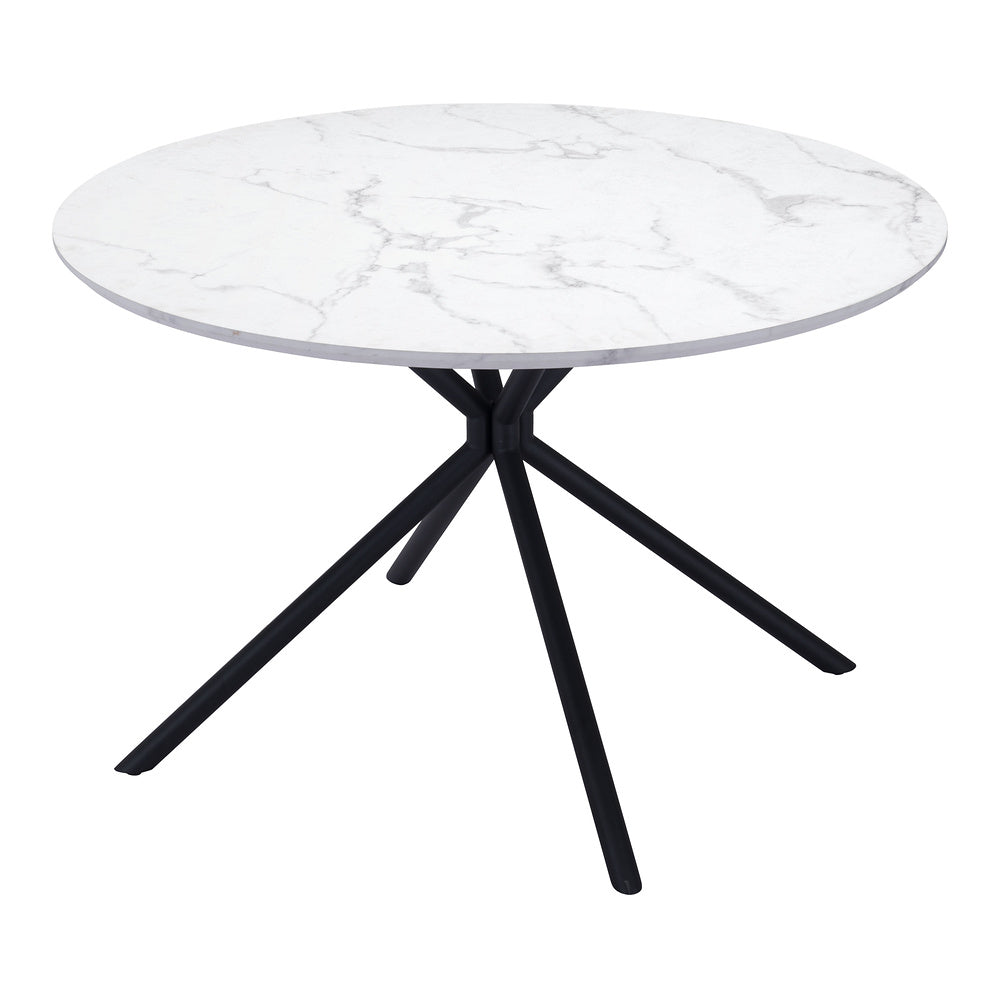 Mesa de Comedor para Restaurante - ZUO AMIENS - Blanco - Cubierta de MDF Símil Mármol y Estructura de Acero con Recubrimiento en Polvo