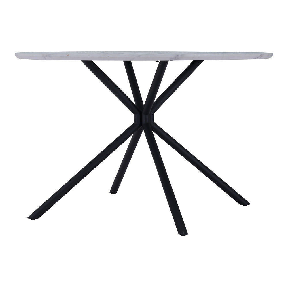 Mesa de Comedor para Restaurante - ZUO AMIENS - Blanco - Cubierta de MDF Símil Mármol y Estructura de Acero con Recubrimiento en Polvo