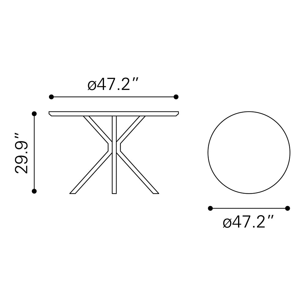 Mesa de Comedor para Restaurante - ZUO AMIENS - Blanco - Cubierta de MDF Símil Mármol y Estructura de Acero con Recubrimiento en Polvo