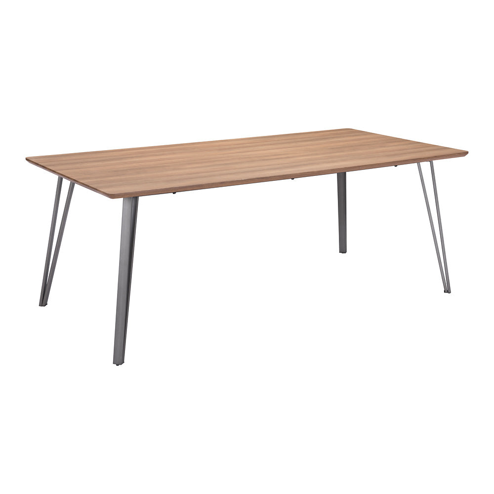 Mesa de Comedor para Hotel - ZUO PERPIGNAN - Café - Cubierta de MDF Símil Madera y Estructura de Acero Pintado