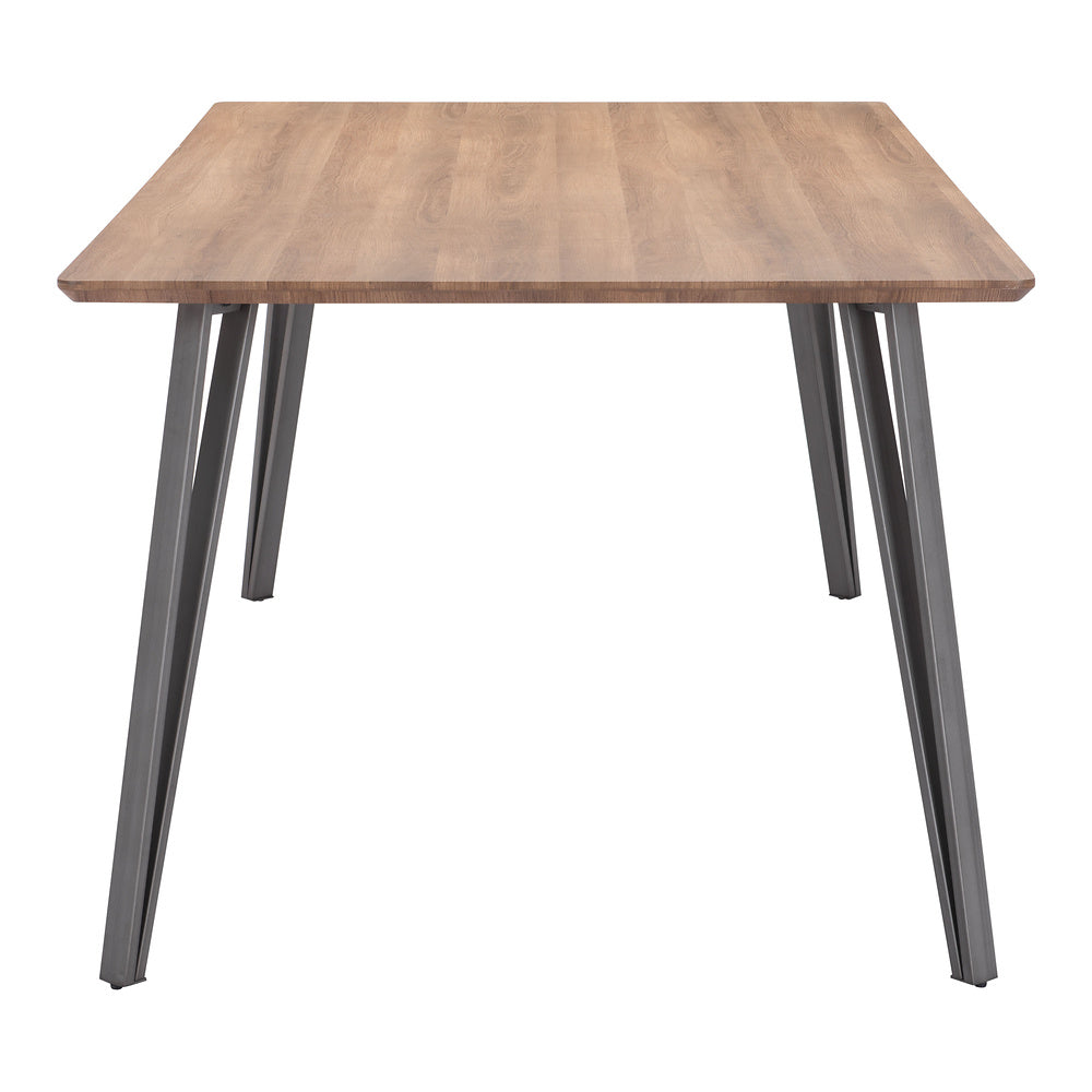 Mesa de Comedor para Hotel - ZUO PERPIGNAN - Café - Cubierta de MDF Símil Madera y Estructura de Acero Pintado