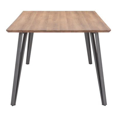 Mesa de Comedor para Hotel - ZUO PERPIGNAN - Café - Cubierta de MDF Símil Madera y Estructura de Acero Pintado