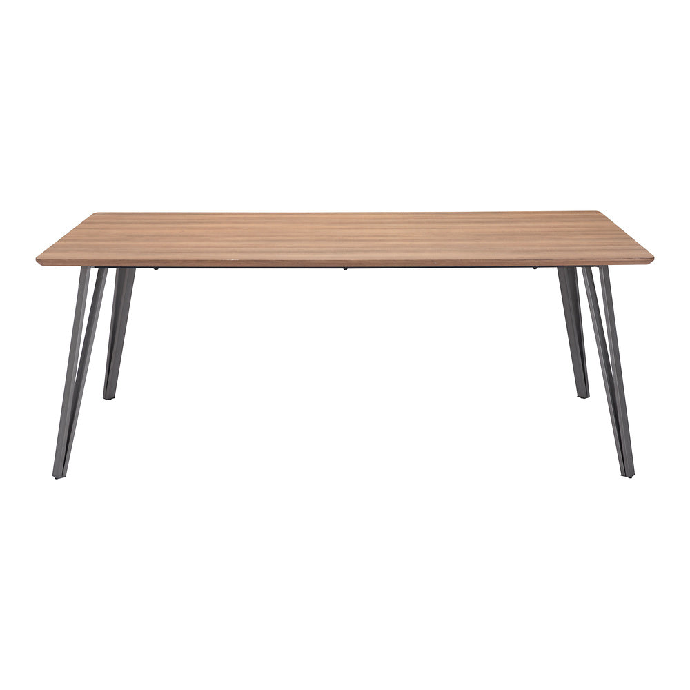 Mesa de Comedor para Hotel - ZUO PERPIGNAN - Café - Cubierta de MDF Símil Madera y Estructura de Acero Pintado