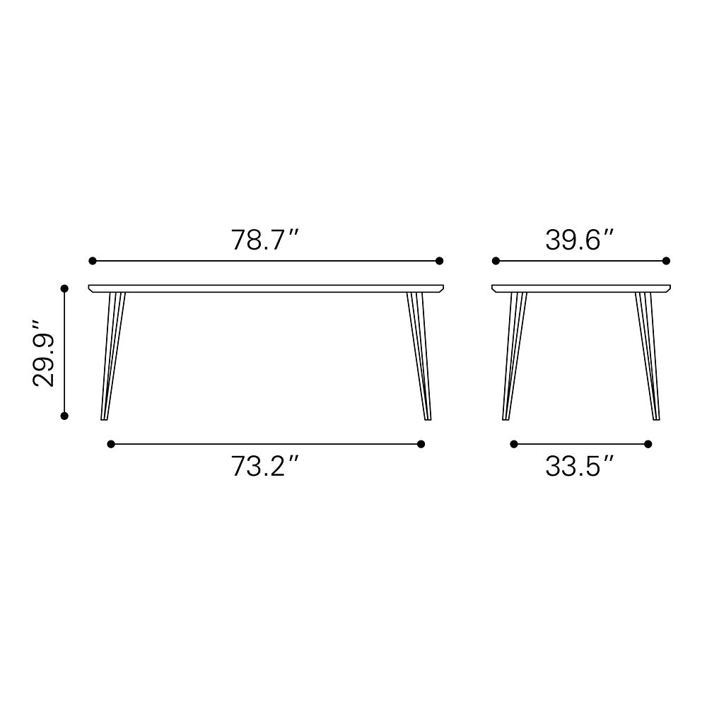 Mesa de Comedor para Hotel - ZUO PERPIGNAN - Café - Cubierta de MDF Símil Madera y Estructura de Acero Pintado