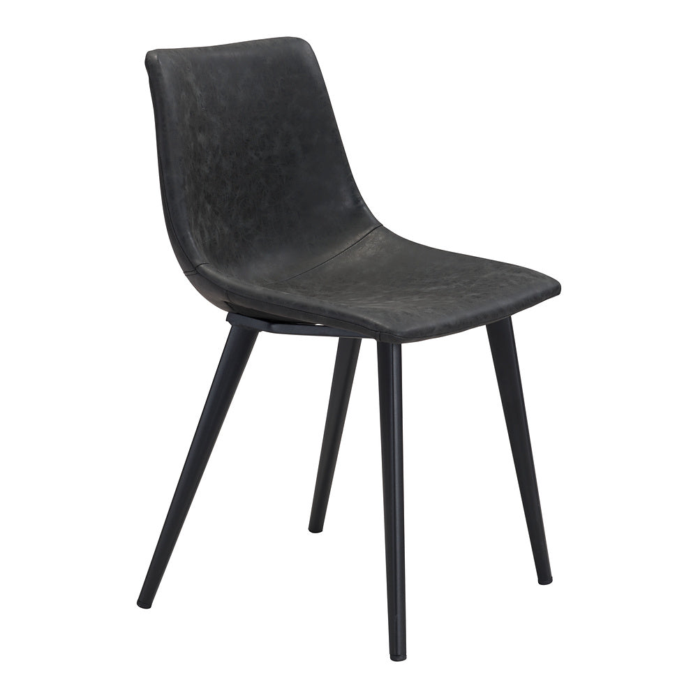 Silla Comercial para Desayunador - ZUO DANIEL - Negro Vintage - Asiento y Respaldo Tapizados en Piel Sintética