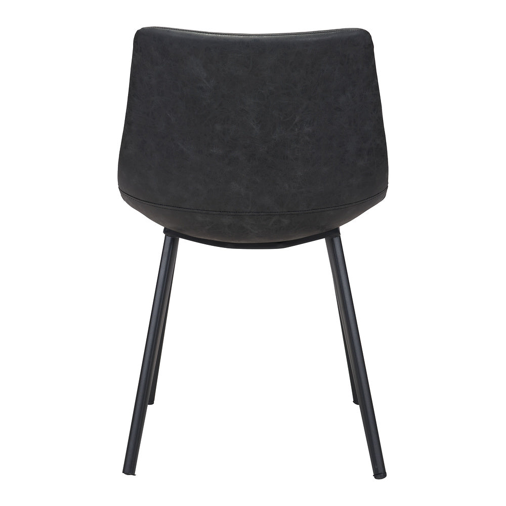 Silla Comercial para Desayunador - ZUO DANIEL - Negro Vintage - Asiento y Respaldo Tapizados en Piel Sintética