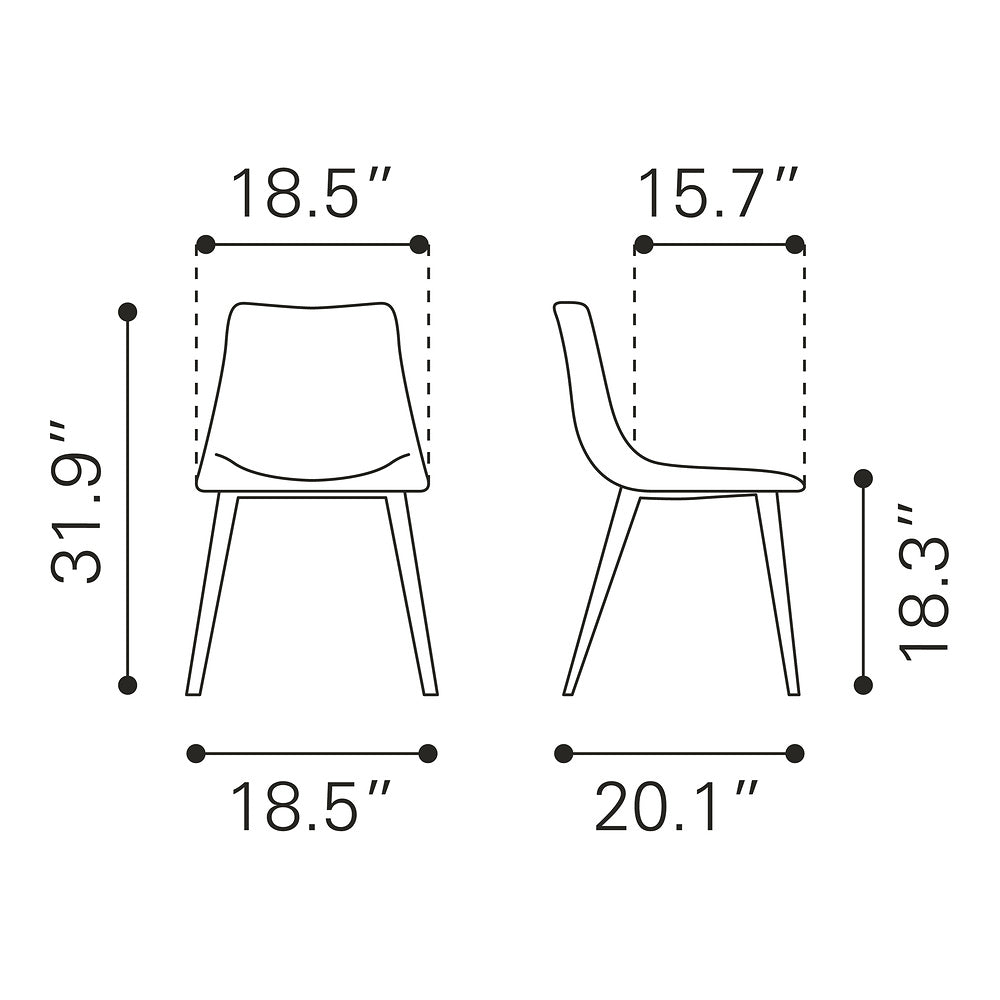 Silla Comercial para Desayunador - ZUO DANIEL - Negro Vintage - Asiento y Respaldo Tapizados en Piel Sintética