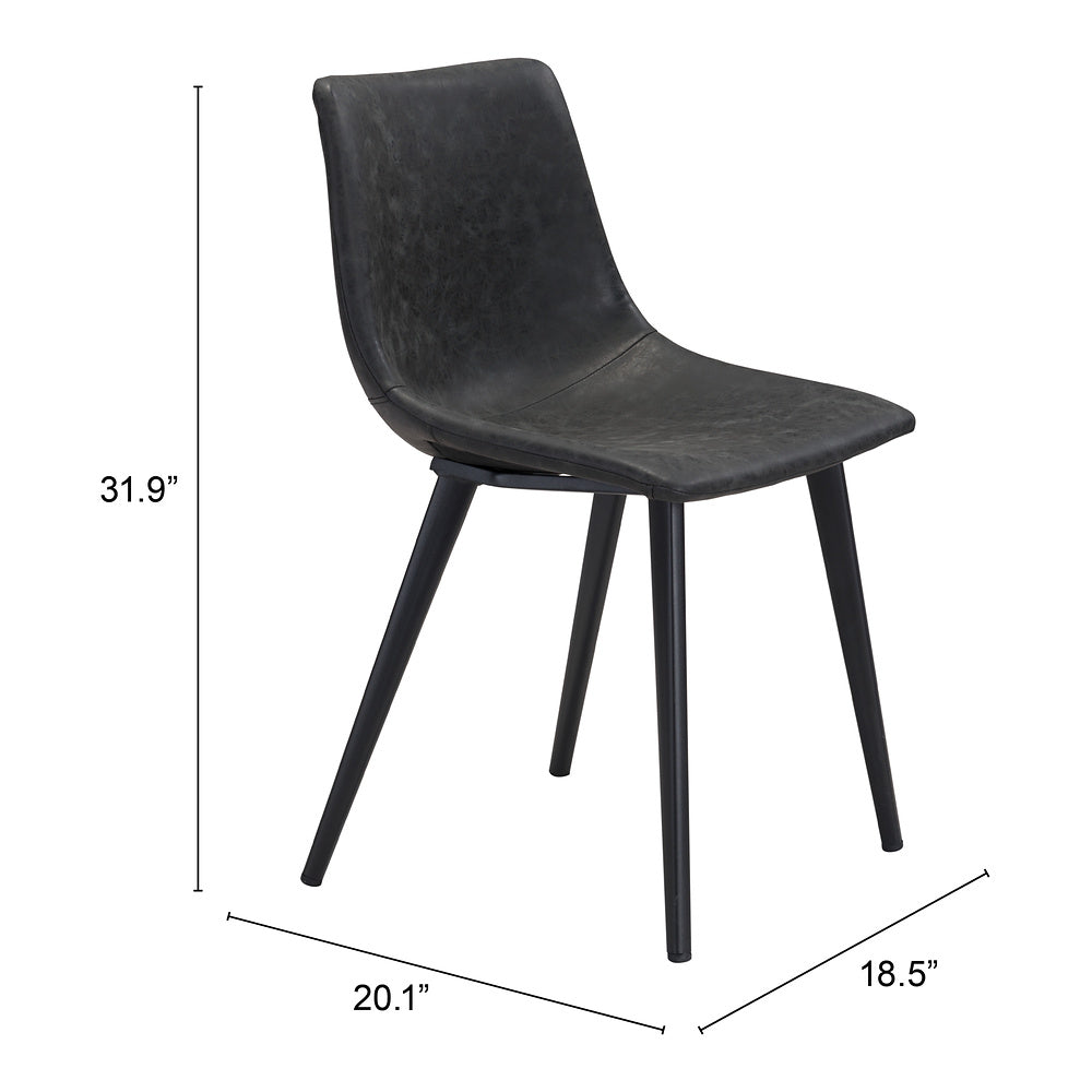 Silla Comercial para Desayunador - ZUO DANIEL - Negro Vintage - Asiento y Respaldo Tapizados en Piel Sintética