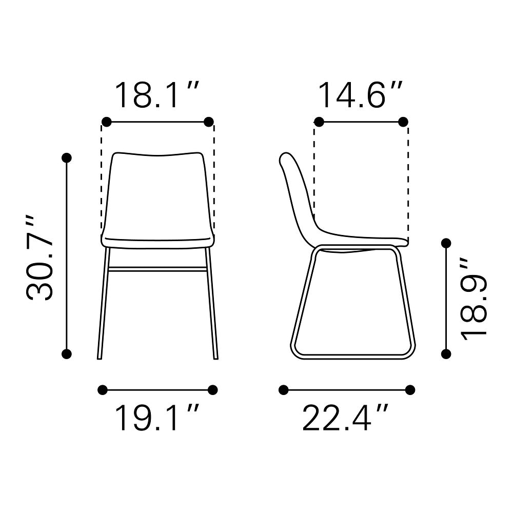 Silla Comercial para Hotel - ZUO SMART - Varios Colores - Asiento y Respaldo Tapizados en Piel Sintética - Gris Carbón