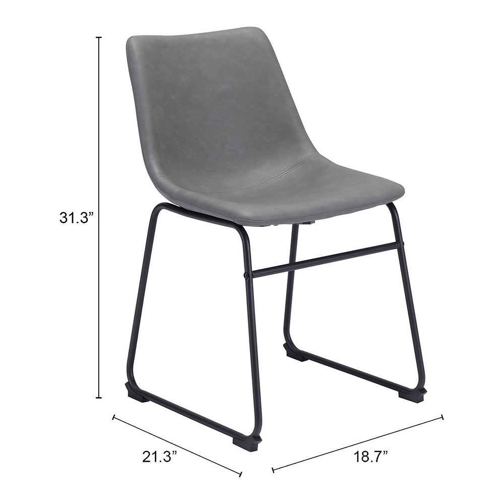 Silla Comercial para Hotel - ZUO SMART - Varios Colores - Asiento y Respaldo Tapizados en Piel Sintética - Gris Carbón