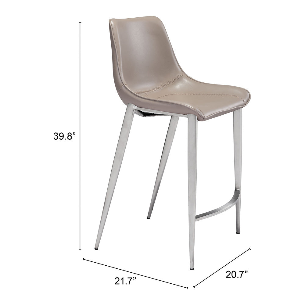 Banco Mostrador para Bar y Barra - ZUO MAGNUS 53x55 102028 - Varios Colores - Asiento y Respaldo Tapizados en Piel Sintética
