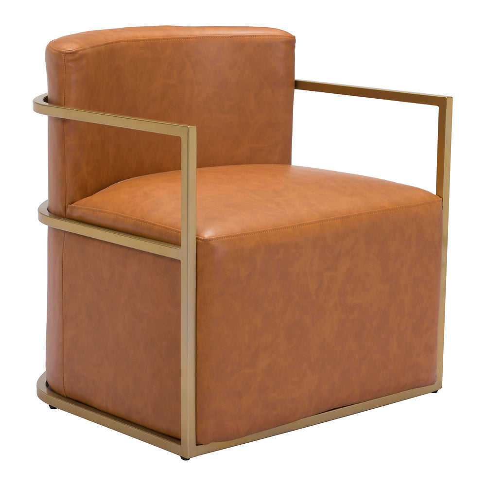 Sillón Ocasional para Lounge - ZUO XANDER - Café - Asiento y Respaldo Tapizados en Piel Sintética