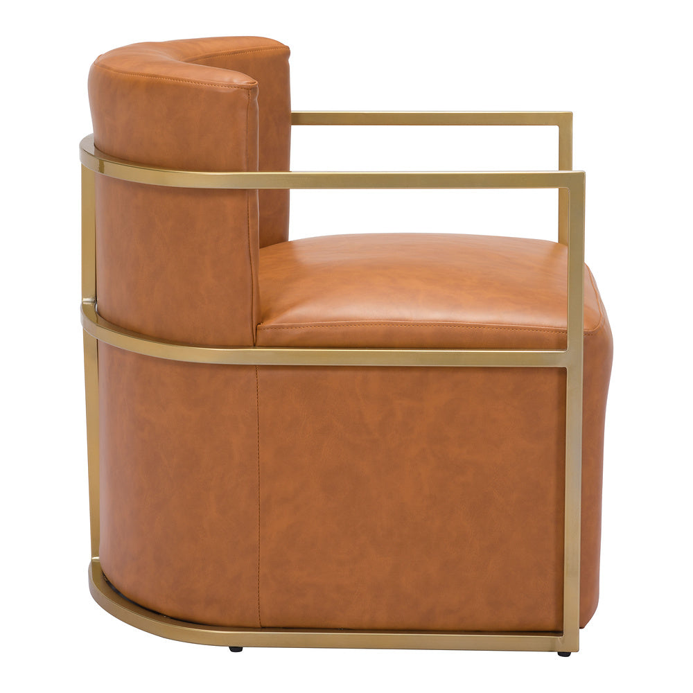 Sillón Ocasional para Lounge - ZUO XANDER - Café - Asiento y Respaldo Tapizados en Piel Sintética