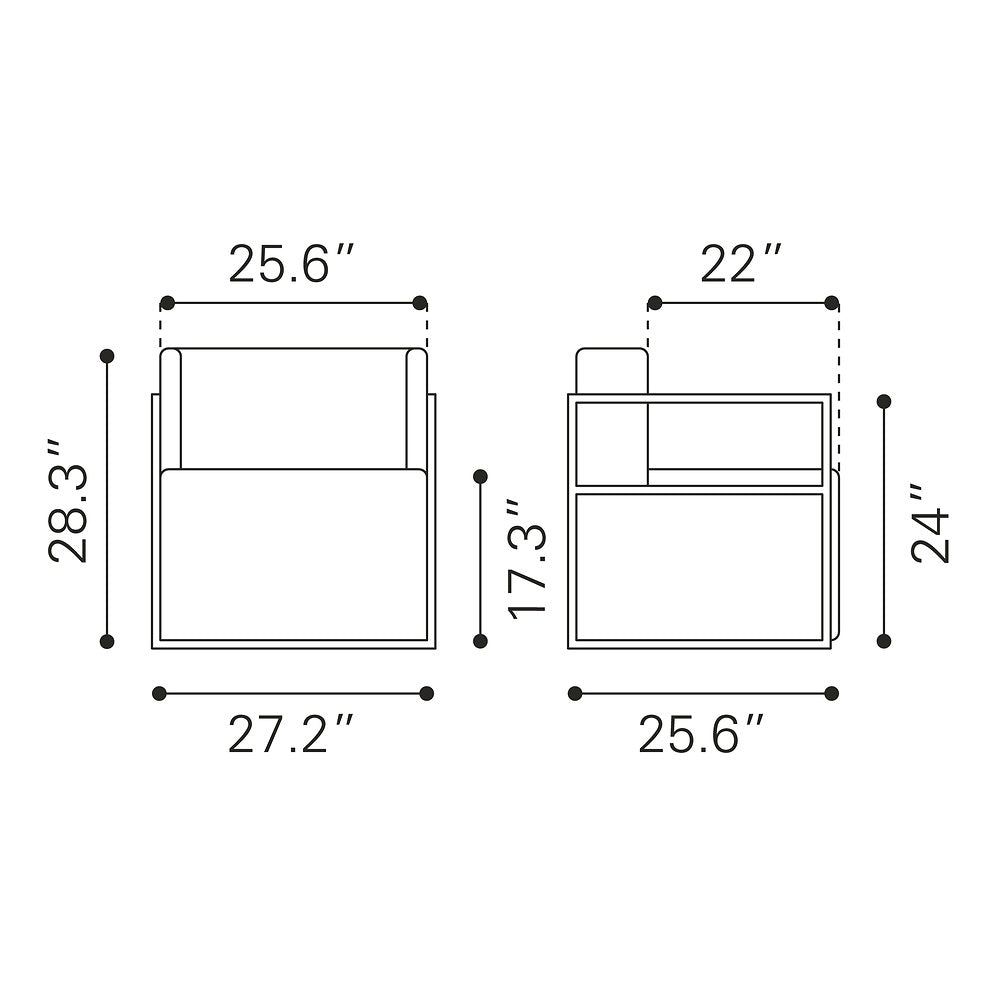 Sillón Ocasional para Lounge - ZUO XANDER - Café - Asiento y Respaldo Tapizados en Piel Sintética
