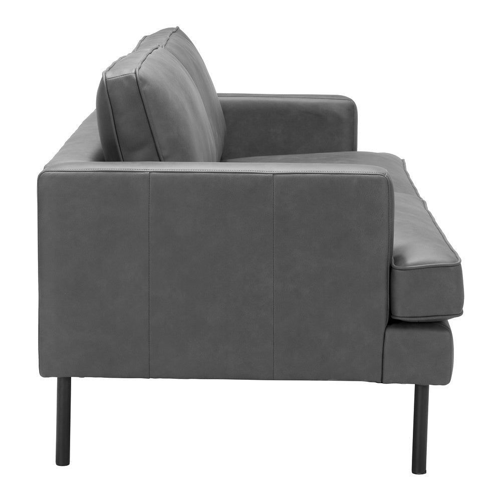 Sofá para Coworking 3 Plazas - ZUO DECADE - Vintage Gris - Asiento y Respaldo Tapizados en Piel Sintética