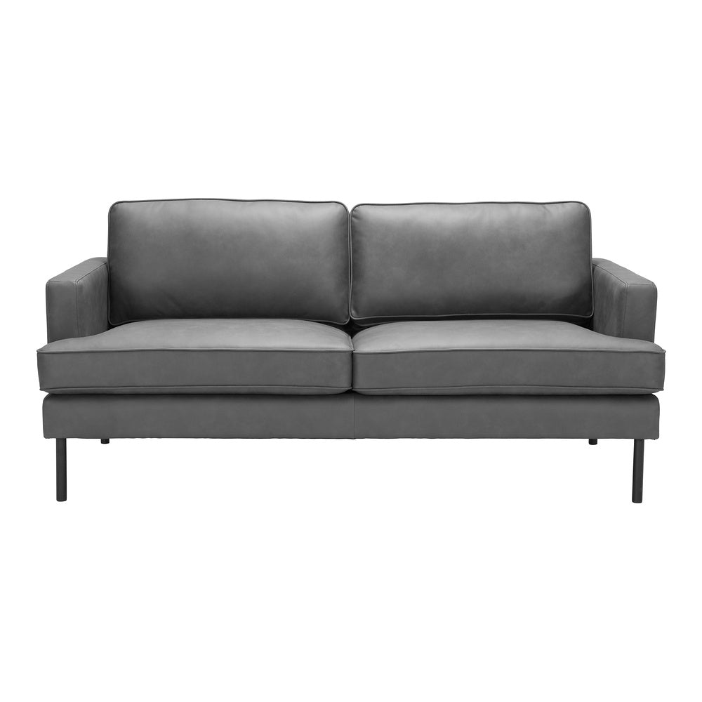 Sofá para Coworking 3 Plazas - ZUO DECADE - Vintage Gris - Asiento y Respaldo Tapizados en Piel Sintética