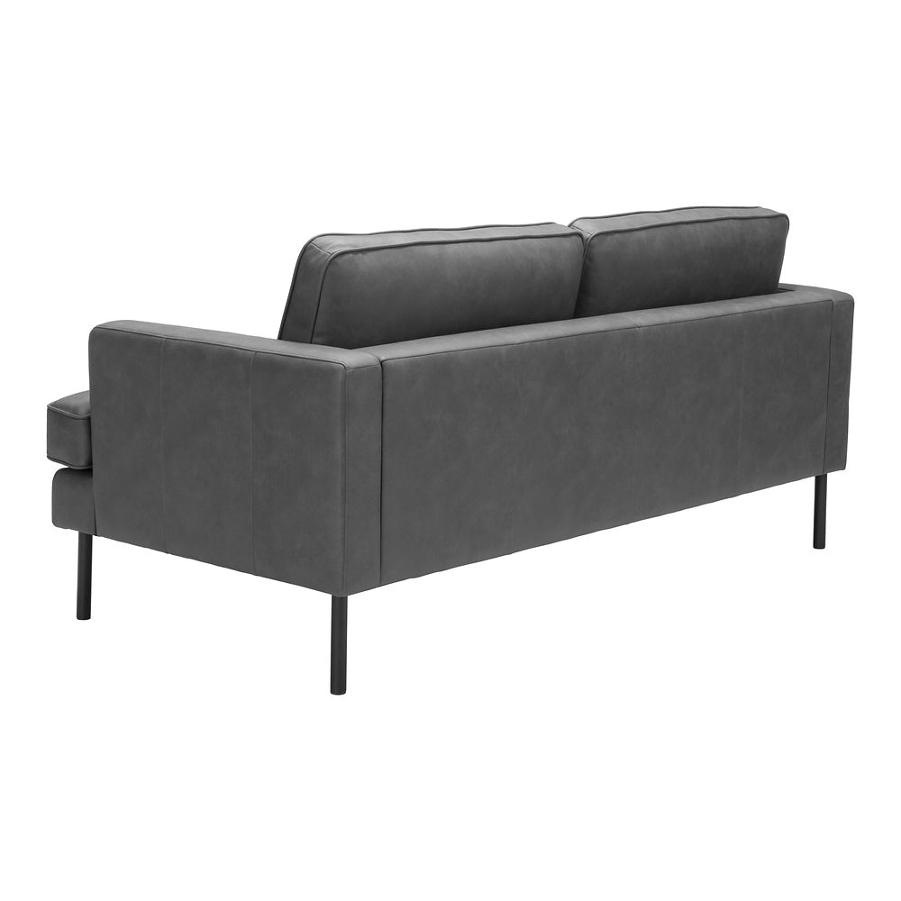 Sofá para Coworking 3 Plazas - ZUO DECADE - Vintage Gris - Asiento y Respaldo Tapizados en Piel Sintética
