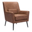 Sillón Ocasional para Área de Descanso - ZUO ONTARIO - Vintage Café - Asiento y Respaldo Tapizados en Piel Sintética