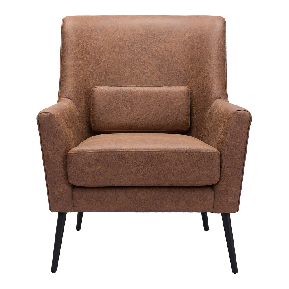 Sillón Ocasional para Área de Descanso - ZUO ONTARIO - Vintage Café - Asiento y Respaldo Tapizados en Piel Sintética