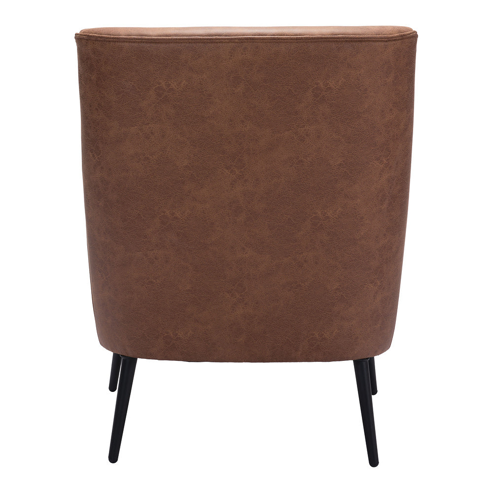 Sillón Ocasional para Área de Descanso - ZUO ONTARIO - Vintage Café - Asiento y Respaldo Tapizados en Piel Sintética