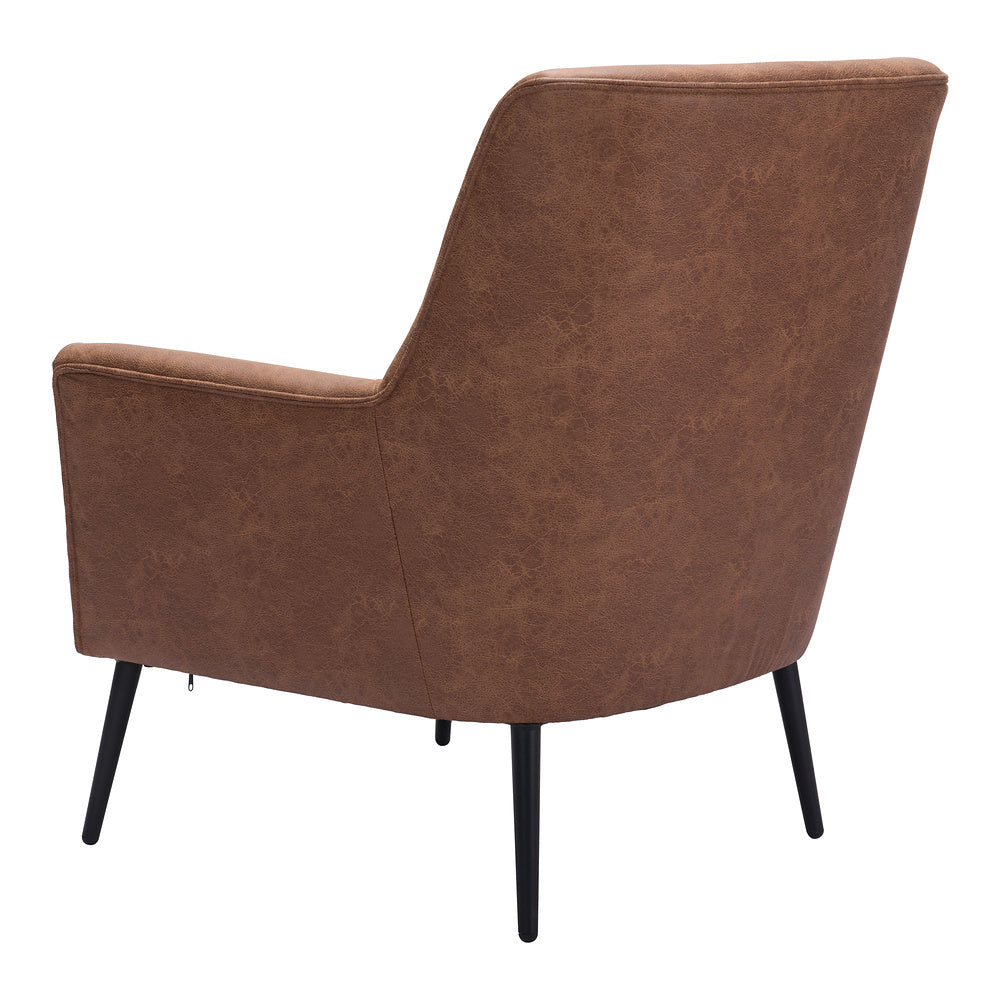 Sillón Ocasional para Área de Descanso - ZUO ONTARIO - Vintage Café - Asiento y Respaldo Tapizados en Piel Sintética
