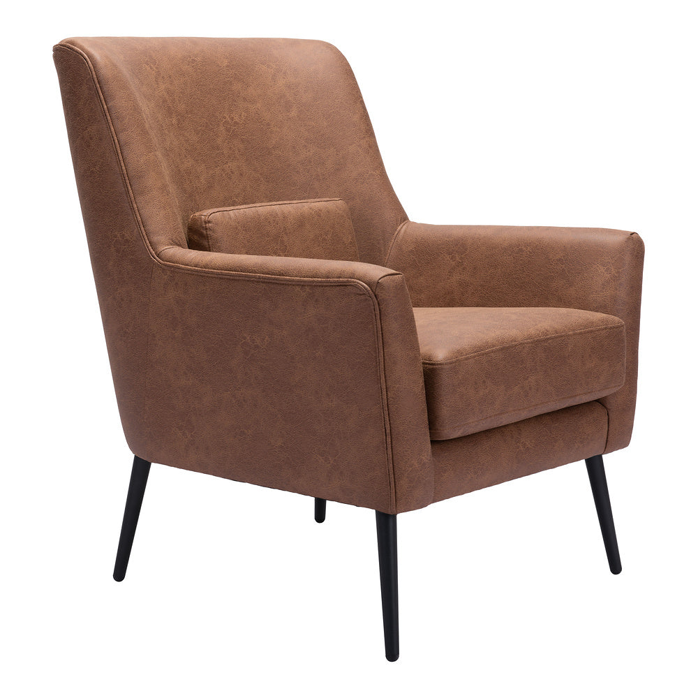Sillón Ocasional para Área de Descanso - ZUO ONTARIO - Vintage Café - Asiento y Respaldo Tapizados en Piel Sintética