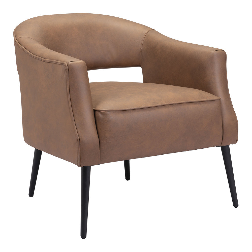 Sillón Ocasional para Consultorio - ZUO BERKELEY - Varios Colores - Asiento y Respaldo Tapizados en Piel Sintética - Vintage Café