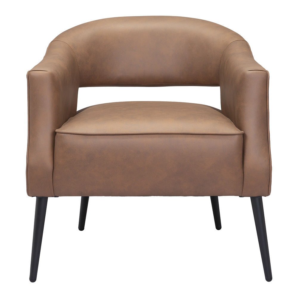 Sillón Ocasional para Consultorio - ZUO BERKELEY - Varios Colores - Asiento y Respaldo Tapizados en Piel Sintética - Vintage Café