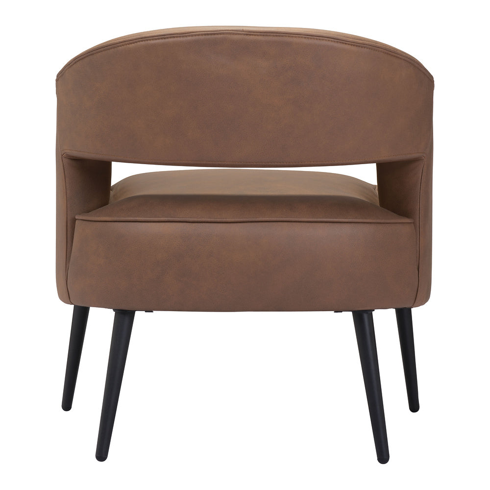 Sillón Ocasional para Consultorio - ZUO BERKELEY - Varios Colores - Asiento y Respaldo Tapizados en Piel Sintética - Vintage Café