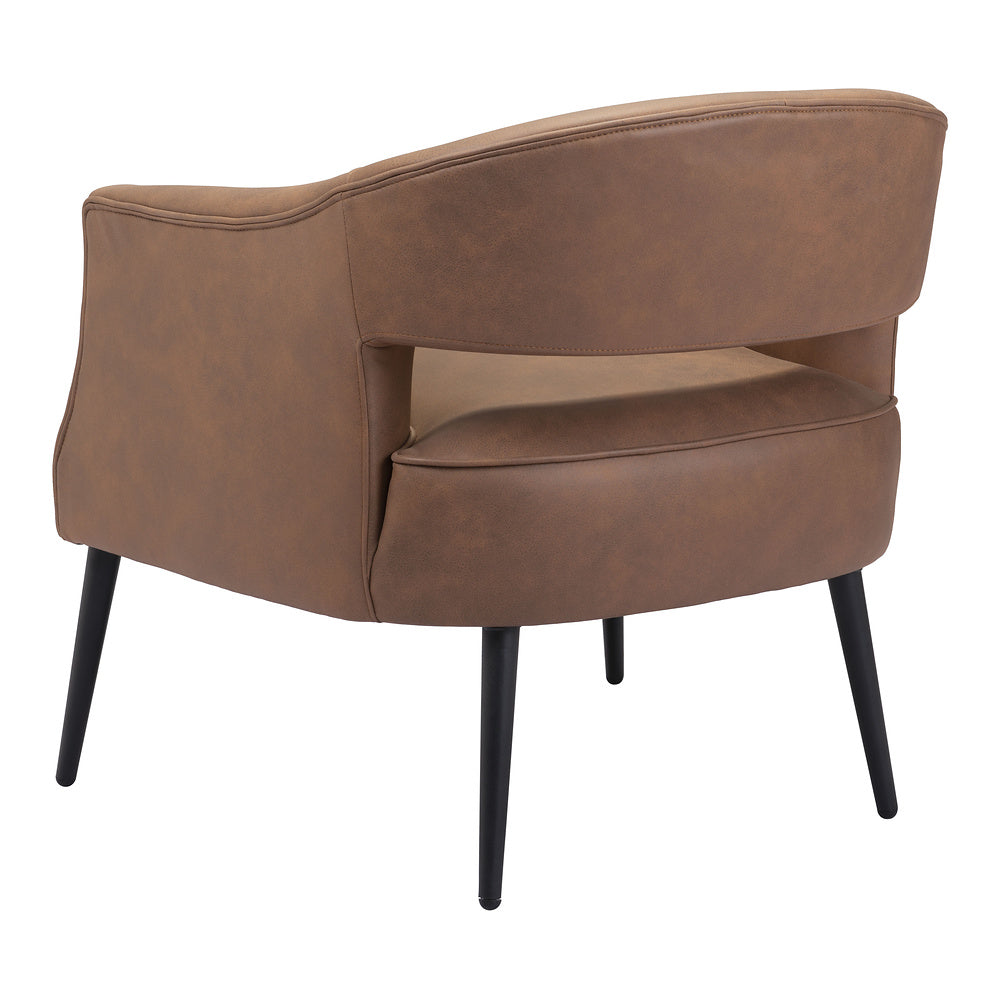 Sillón Ocasional para Consultorio - ZUO BERKELEY - Varios Colores - Asiento y Respaldo Tapizados en Piel Sintética - Vintage Café