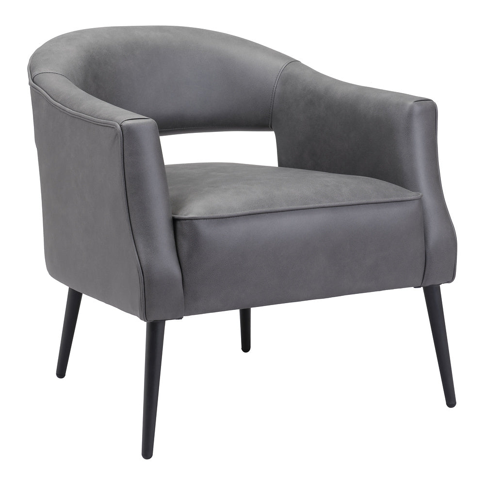 Sillón Ocasional para Consultorio - ZUO BERKELEY - Varios Colores - Asiento y Respaldo Tapizados en Piel Sintética - Vintage Gris