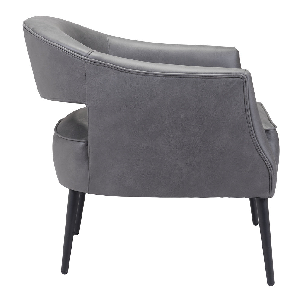 Sillón Ocasional para Consultorio - ZUO BERKELEY - Varios Colores - Asiento y Respaldo Tapizados en Piel Sintética - Vintage Gris
