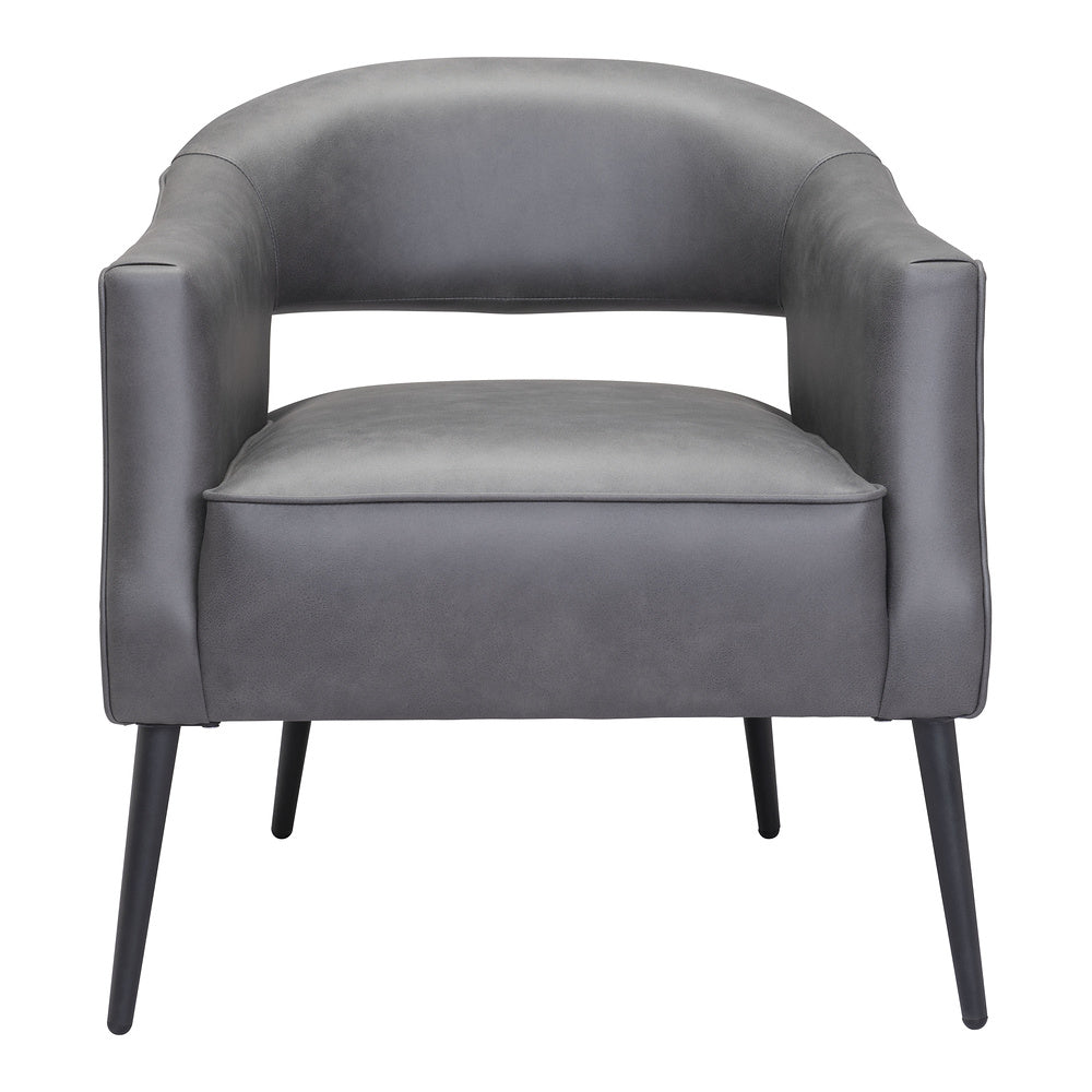 Sillón Ocasional para Consultorio - ZUO BERKELEY - Varios Colores - Asiento y Respaldo Tapizados en Piel Sintética - Vintage Gris
