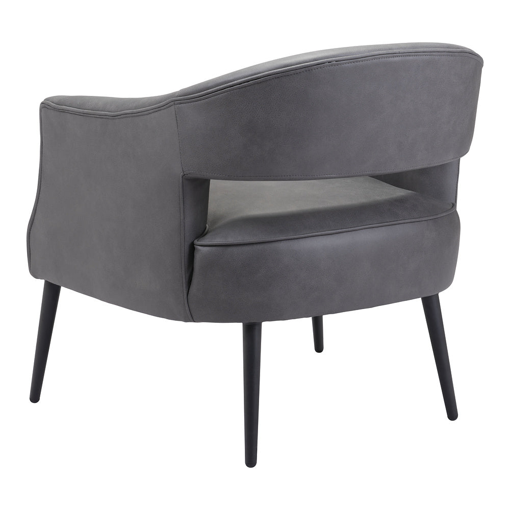 Sillón Ocasional para Consultorio - ZUO BERKELEY - Varios Colores - Asiento y Respaldo Tapizados en Piel Sintética - Vintage Gris