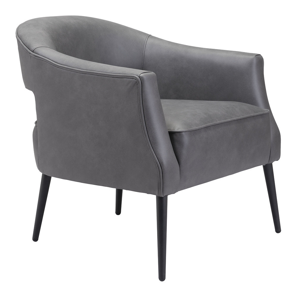 Sillón Ocasional para Consultorio - ZUO BERKELEY - Varios Colores - Asiento y Respaldo Tapizados en Piel Sintética - Vintage Gris