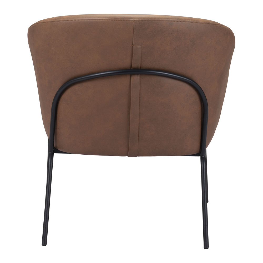 Sillón Ocasional para Recepción - ZUO QUINTEN - Varios Colores - Asiento y Respaldo Tapizados en Piel Sintética - Vintage Café