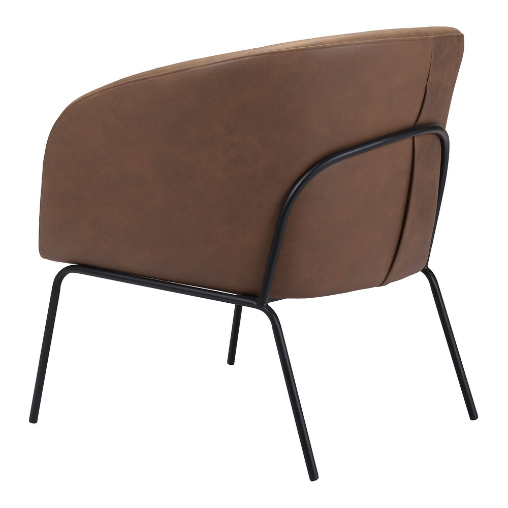 Sillón Ocasional para Recepción - ZUO QUINTEN - Varios Colores - Asiento y Respaldo Tapizados en Piel Sintética - Vintage Café