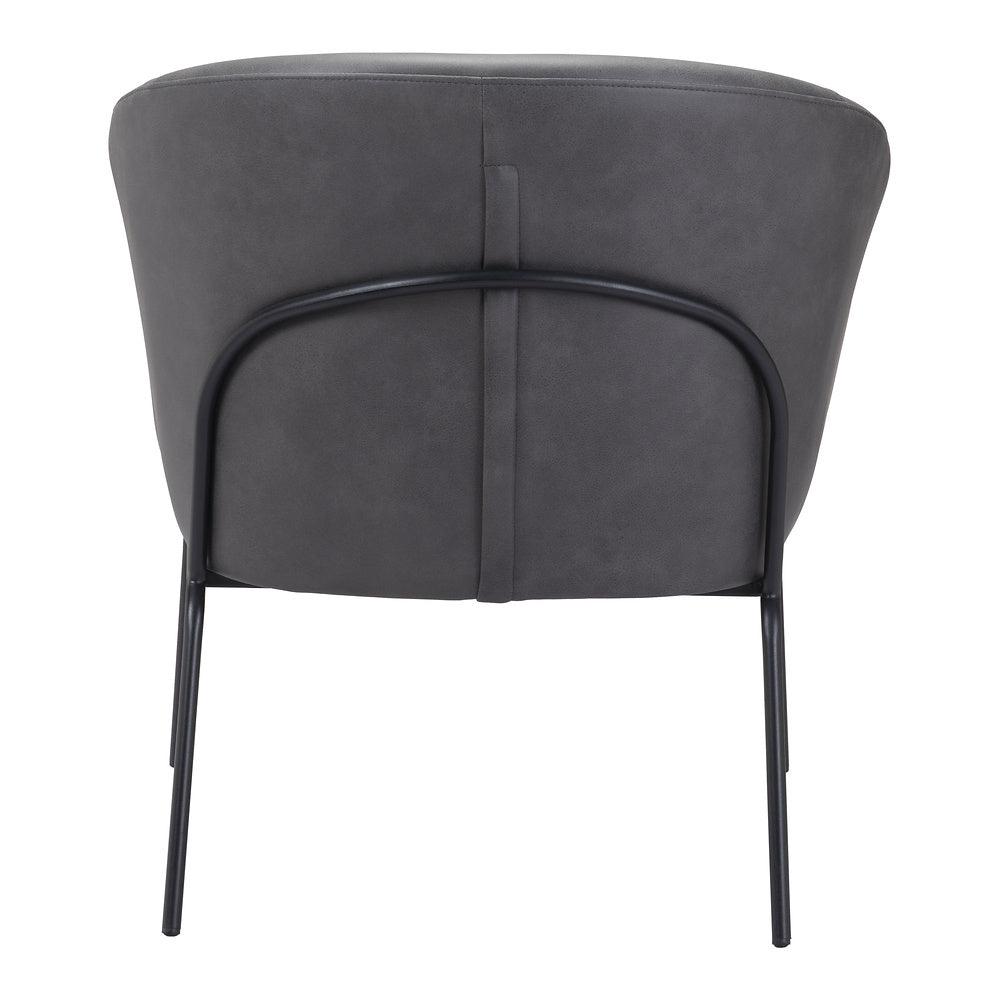 Sillón Ocasional para Recepción - ZUO QUINTEN - Varios Colores - Asiento y Respaldo Tapizados en Piel Sintética - Vintage Gris