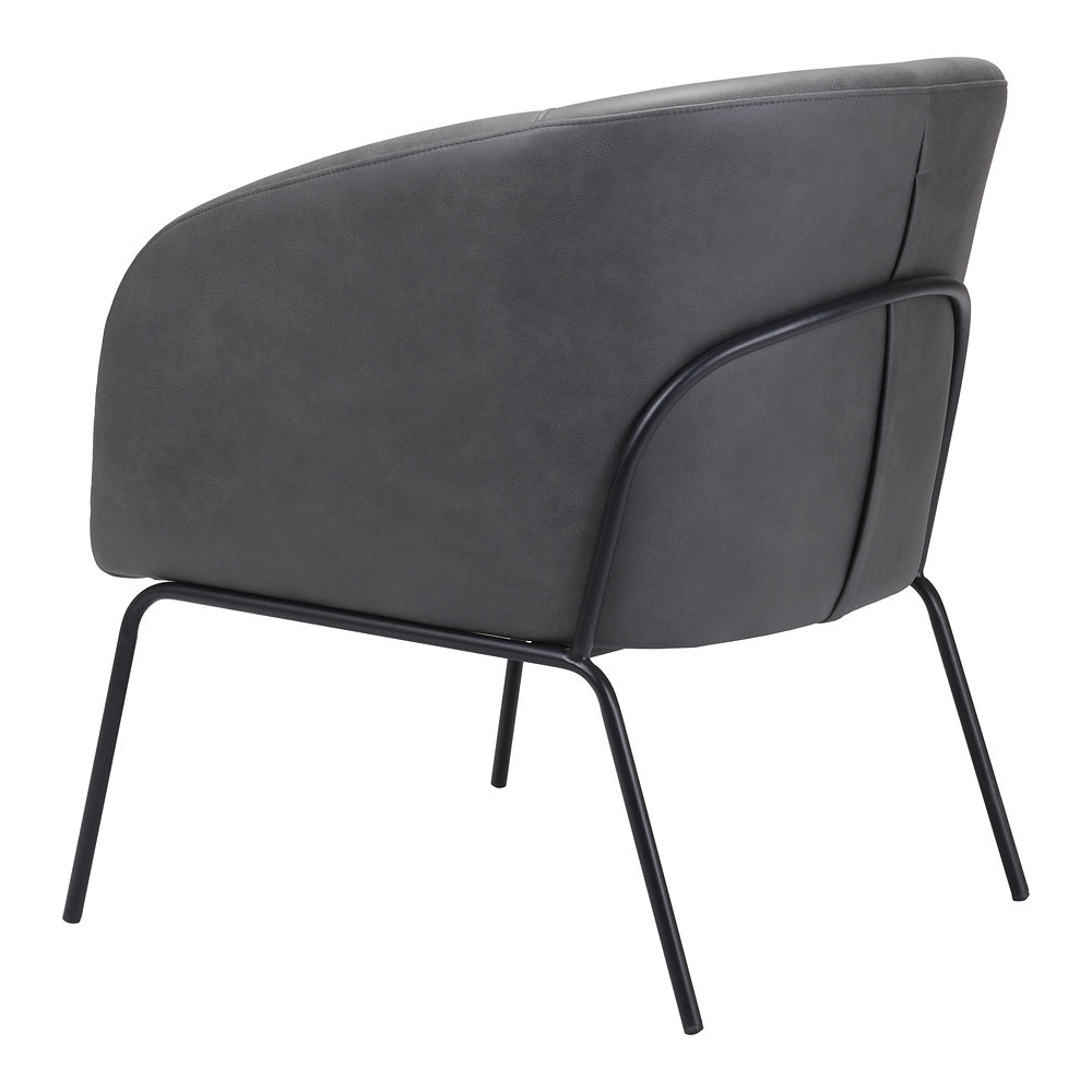 Sillón Ocasional para Recepción - ZUO QUINTEN - Varios Colores - Asiento y Respaldo Tapizados en Piel Sintética - Vintage Gris