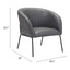 Sillón Ocasional para Recepción - ZUO QUINTEN - Varios Colores - Asiento y Respaldo Tapizados en Piel Sintética - Vintage Gris