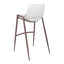 Banco Alto para Comedor de Empresa - ZUO DESI 53x55 109070 - Varios Colores - Asiento y Respaldo Tapizados en Piel Sintética