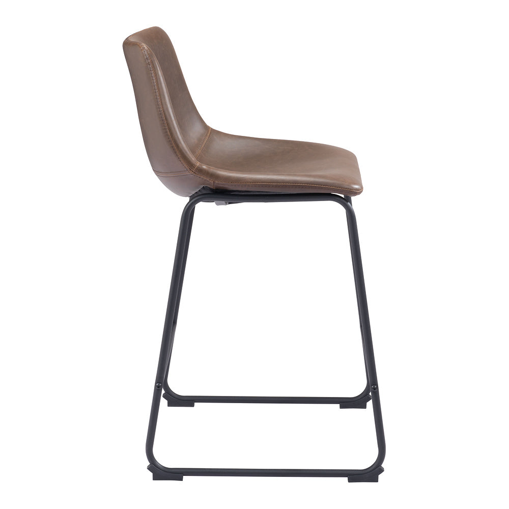 Banco Mostrador para Bar y Barra - ZUO SMART - Varios Colores - Asiento y Respaldo Tapizados en Piel Sintética - Vintage Espresso