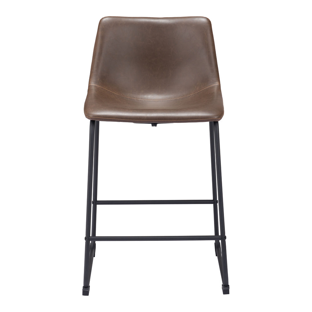 Banco Mostrador para Bar y Barra - ZUO SMART - Varios Colores - Asiento y Respaldo Tapizados en Piel Sintética - Vintage Espresso