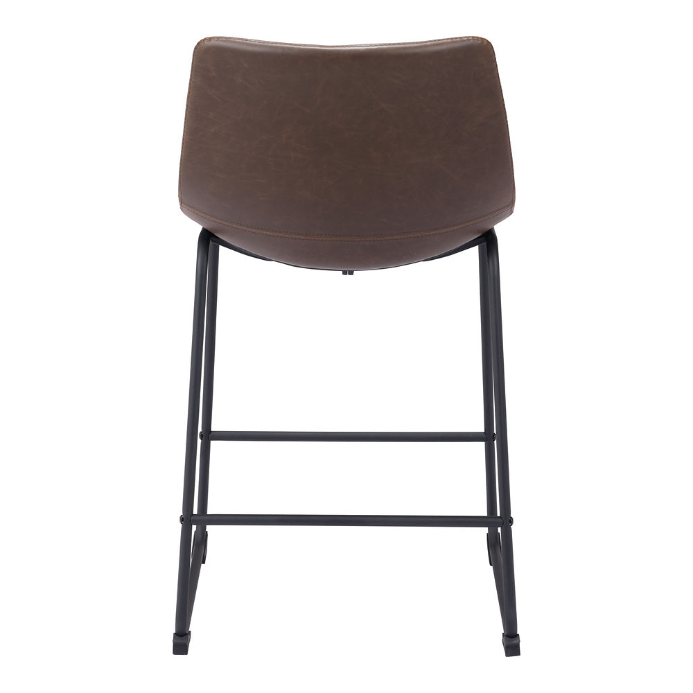 Banco Mostrador para Bar y Barra - ZUO SMART - Varios Colores - Asiento y Respaldo Tapizados en Piel Sintética - Vintage Espresso